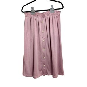 Vintage Land N Sea Chic Mauve Button-Down A-Line Skirt Size 18 Made in USA